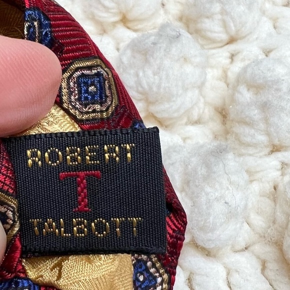 Robert TALBOTT Men’s Set of 2 Hand Sewn Finest Silk Ties Geo Print USA MADE - Picture 8 of 16